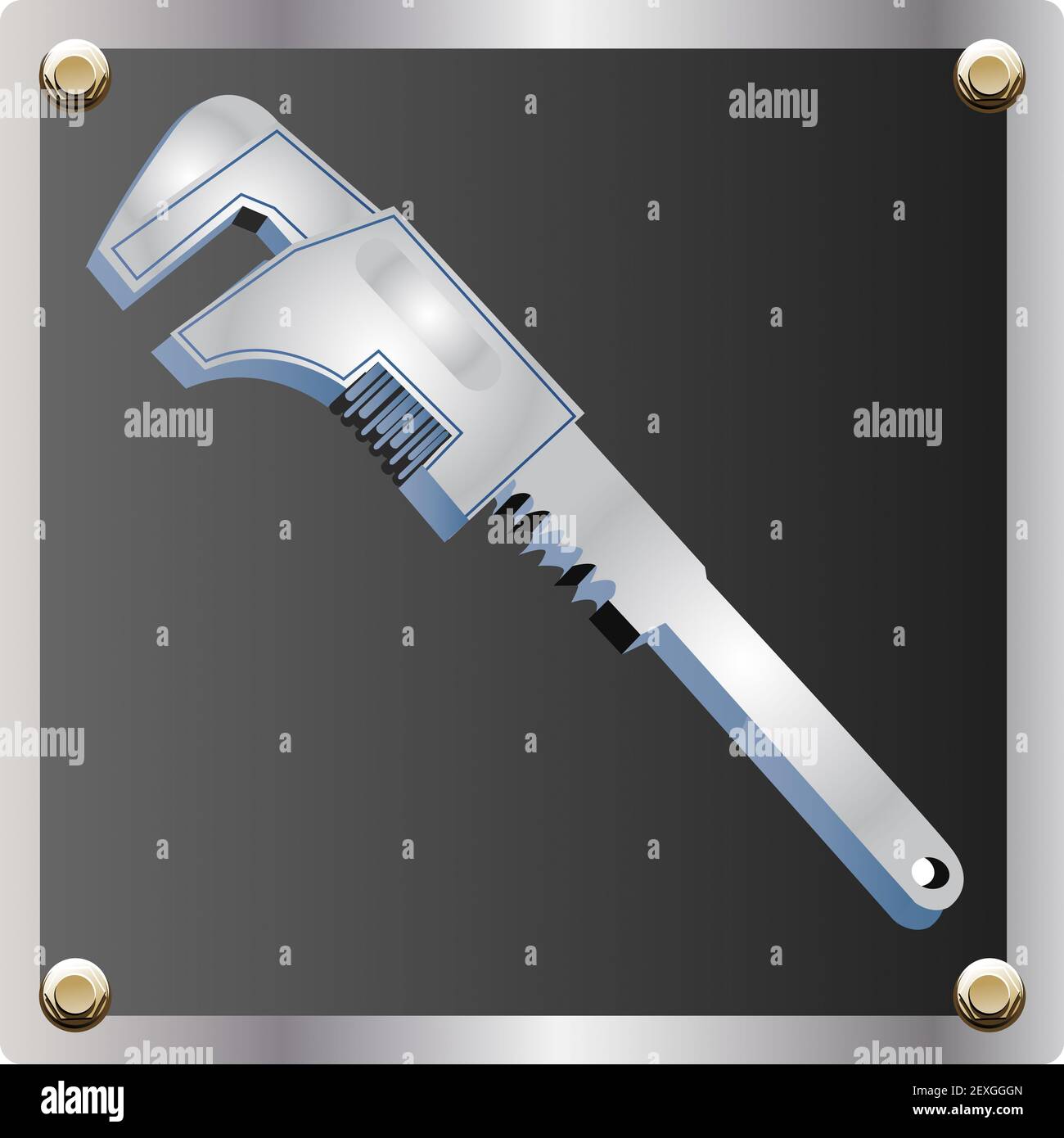 Vektorbild eines verstellbaren Schraubenschlüssels Stockfoto