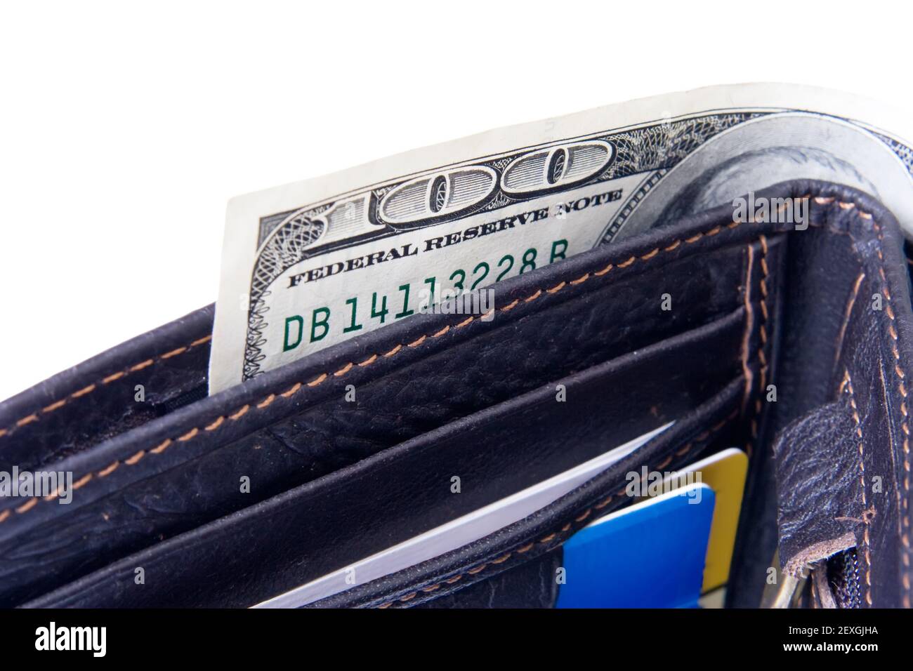 Geldbörse mit Dollar Stockfoto