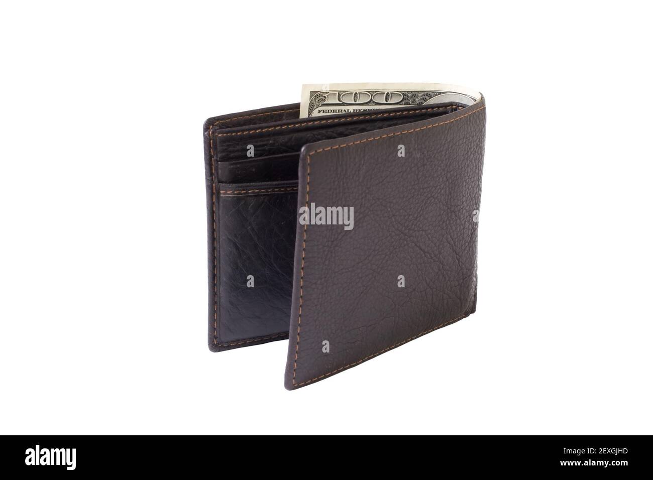 Geldbörse mit Dollar Stockfoto