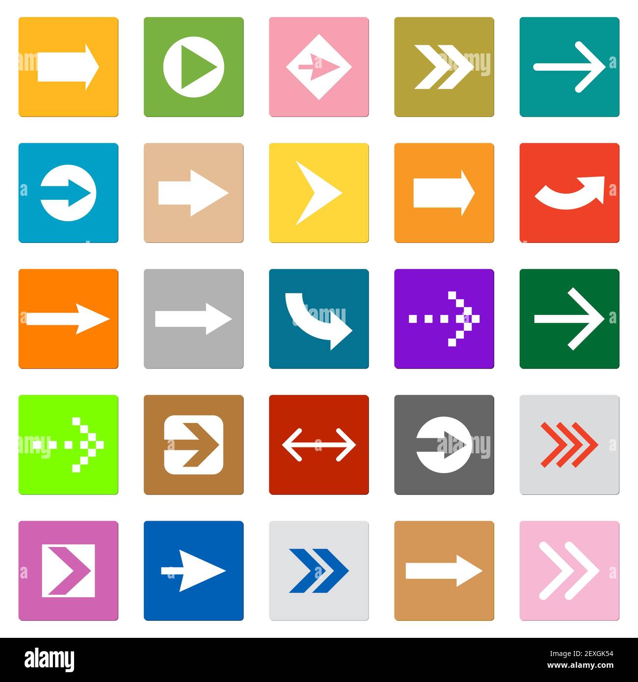 Pfeil Zeichen Symbol setzen quadratische Form Internet-Taste Stockfoto