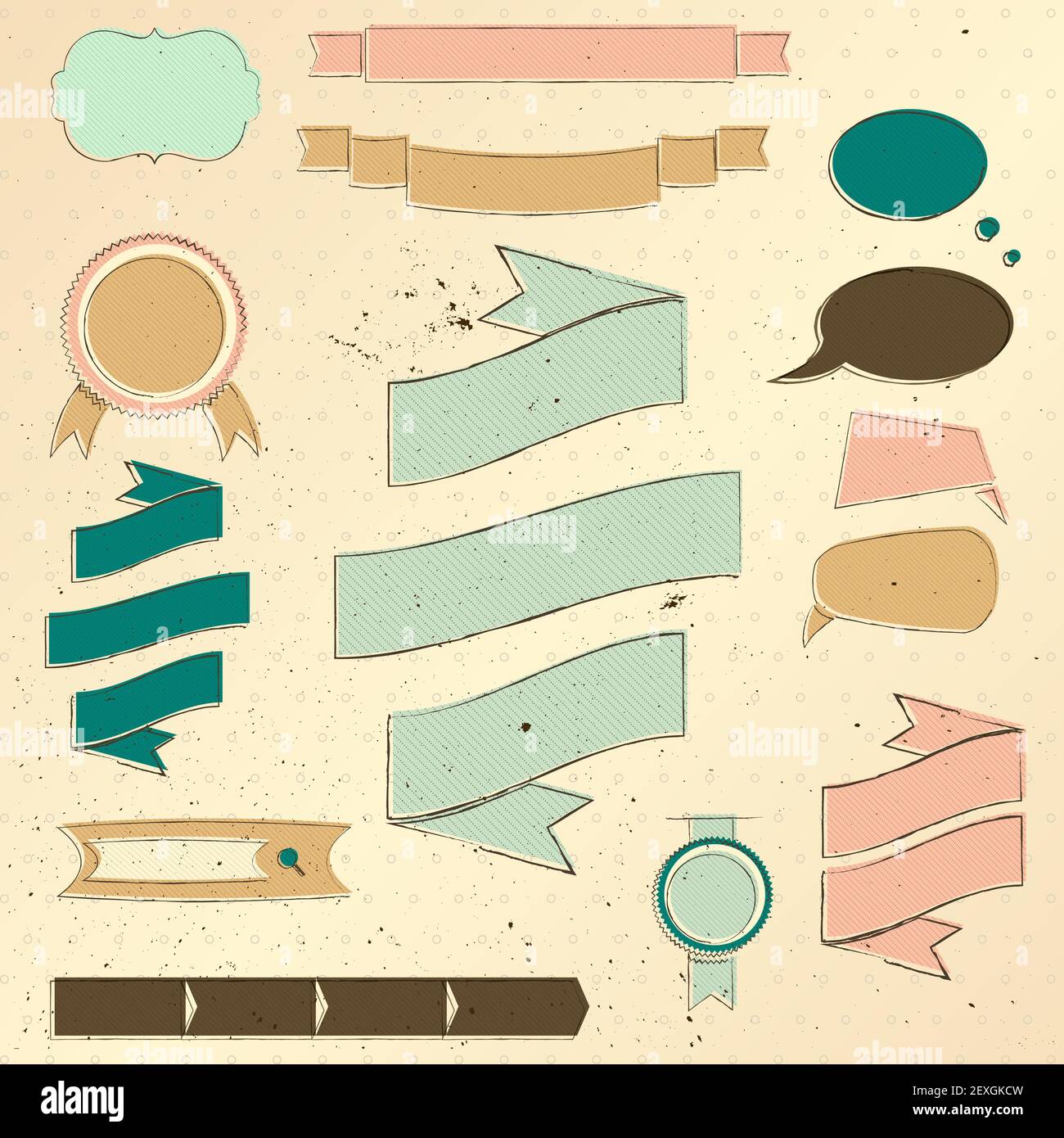 Vintage-Website-Design-Elemente festlegen. Stockfoto