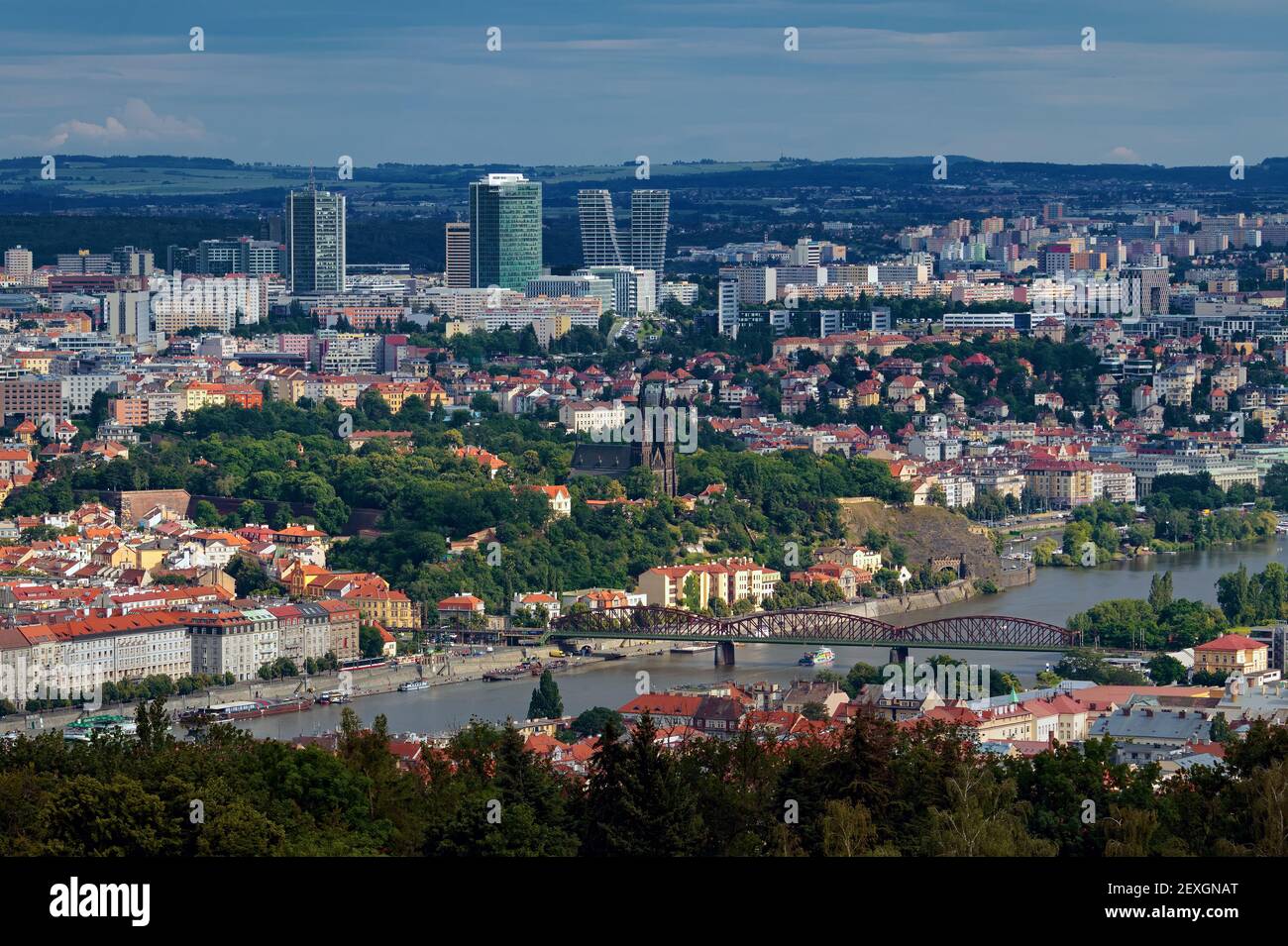 Blick auf Pankrac und Vysehrad, Prag, Tschechische republik Stockfoto
