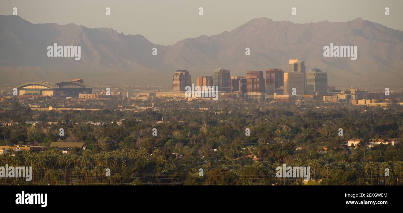 Phoenix Arizona Downtown City Skyline Am Morgen Stockfoto