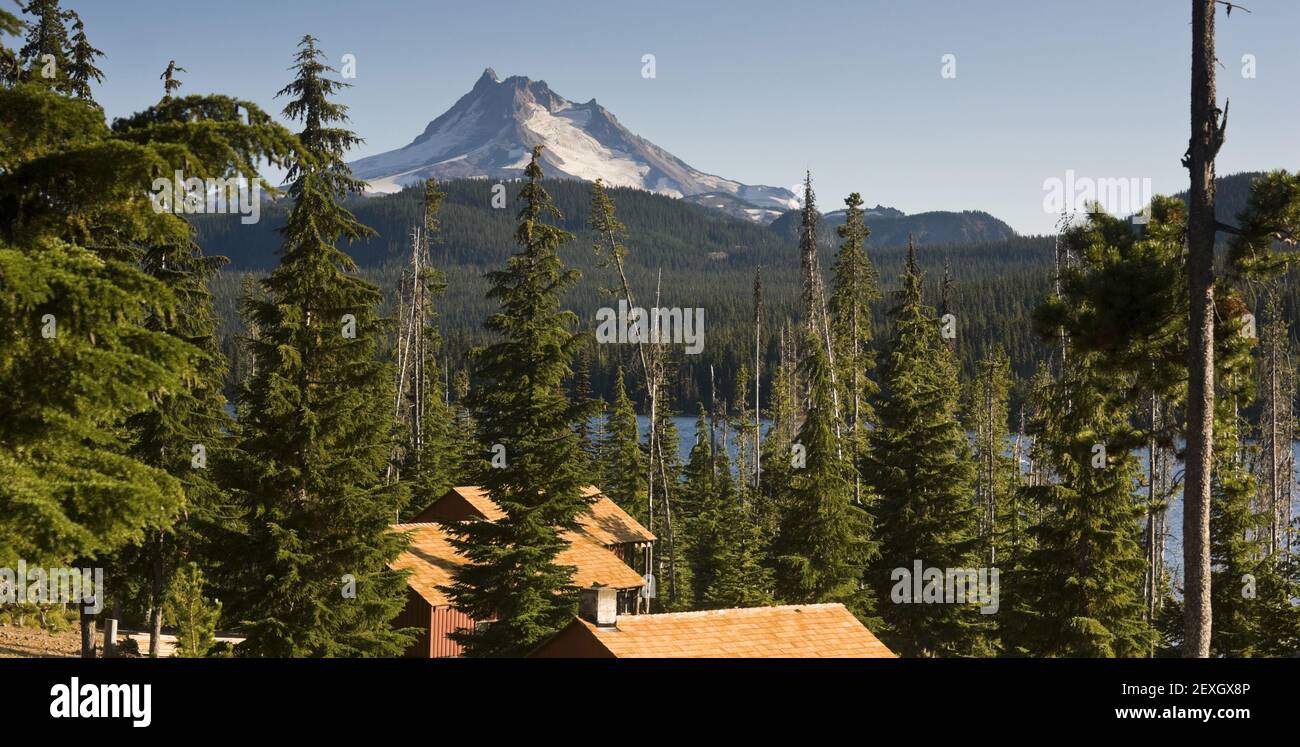 Panorama-Kabinen um Olallie See in der Nähe von Mount Jefferson Stockfoto