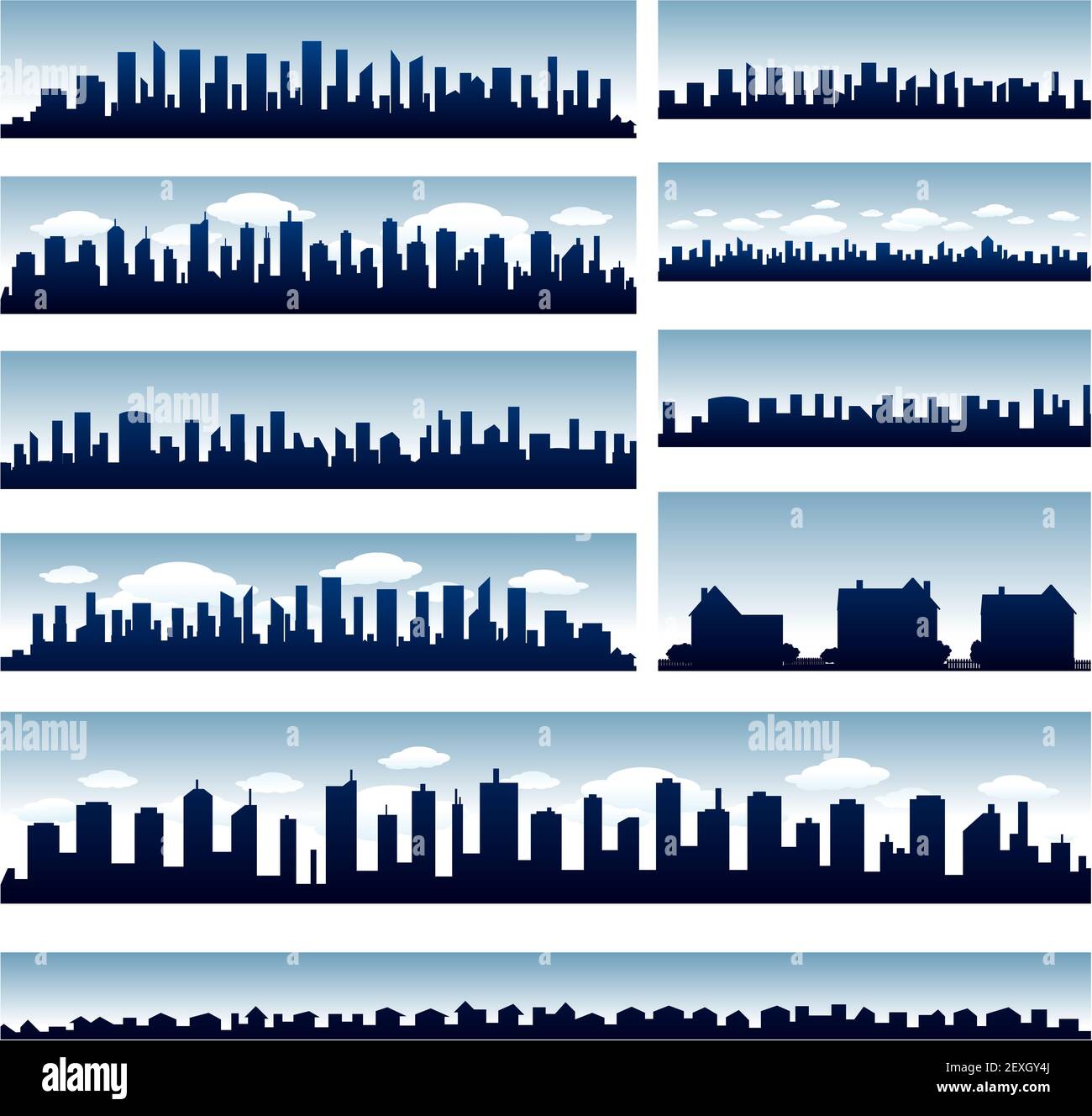 Vektor Stadt Skylines Stockfoto
