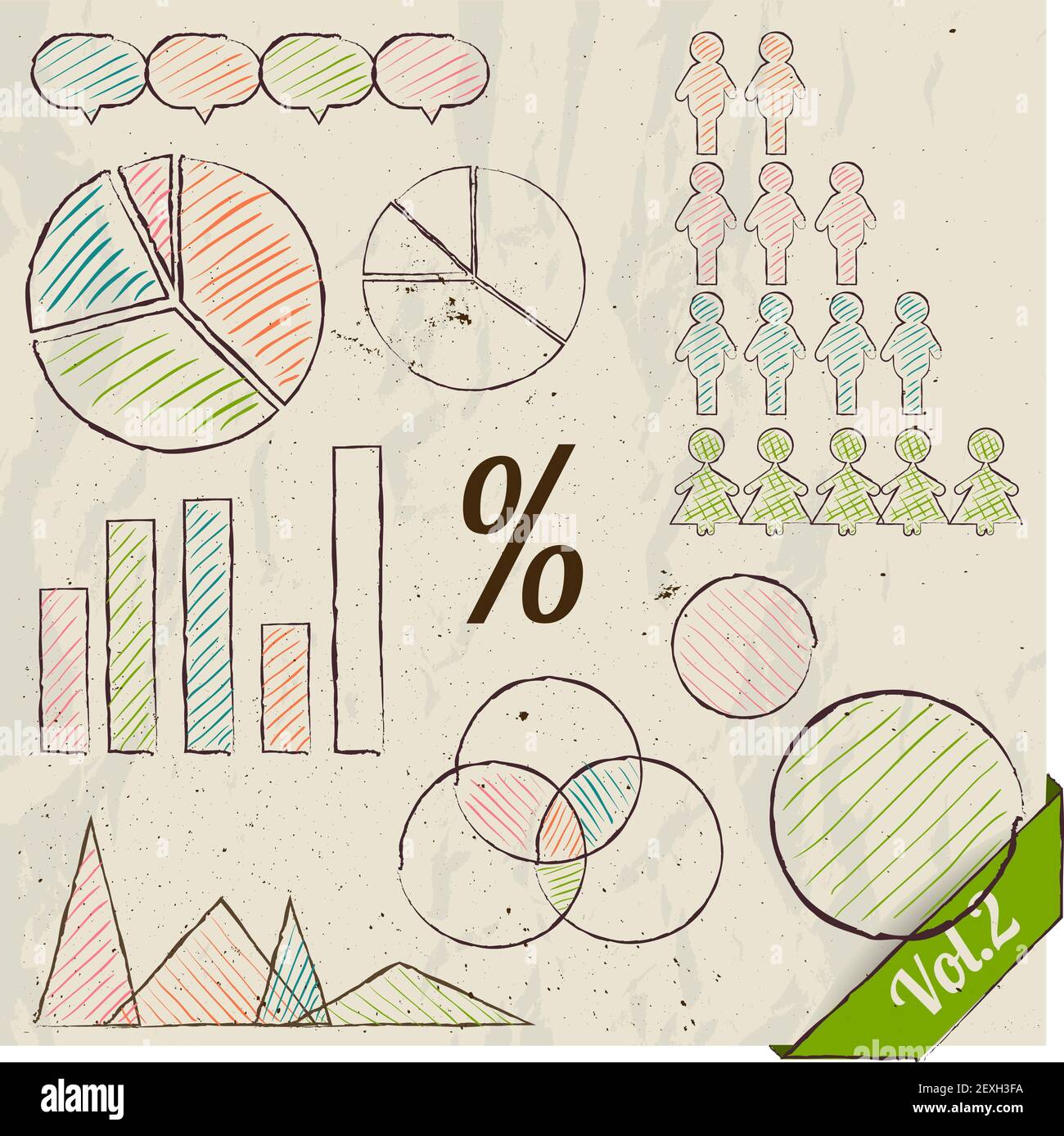 Retro-Satz von Elementen der Infografik. Stockfoto