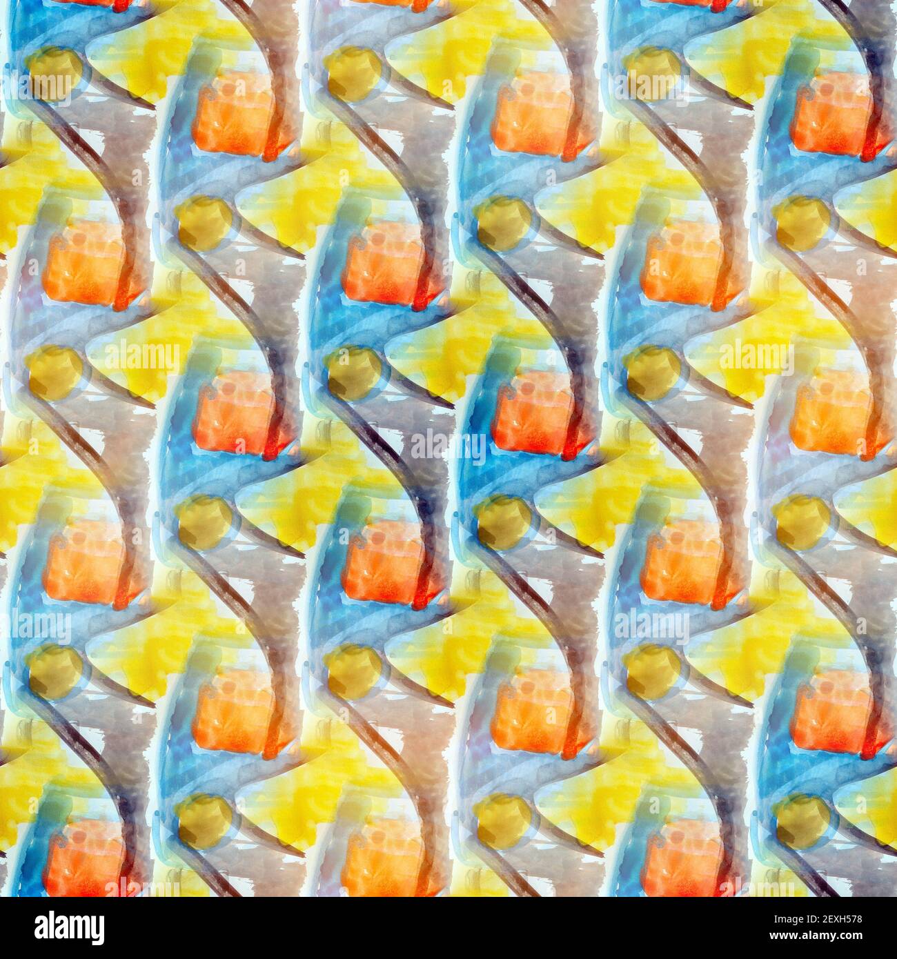 Nahtlose gelb, blau, rot bunte Aquarell handgefertigt, schön Stockfoto Nahtlose gelb, blau, rot bunte Aquarell handgefertigt, schön Stockfoto
