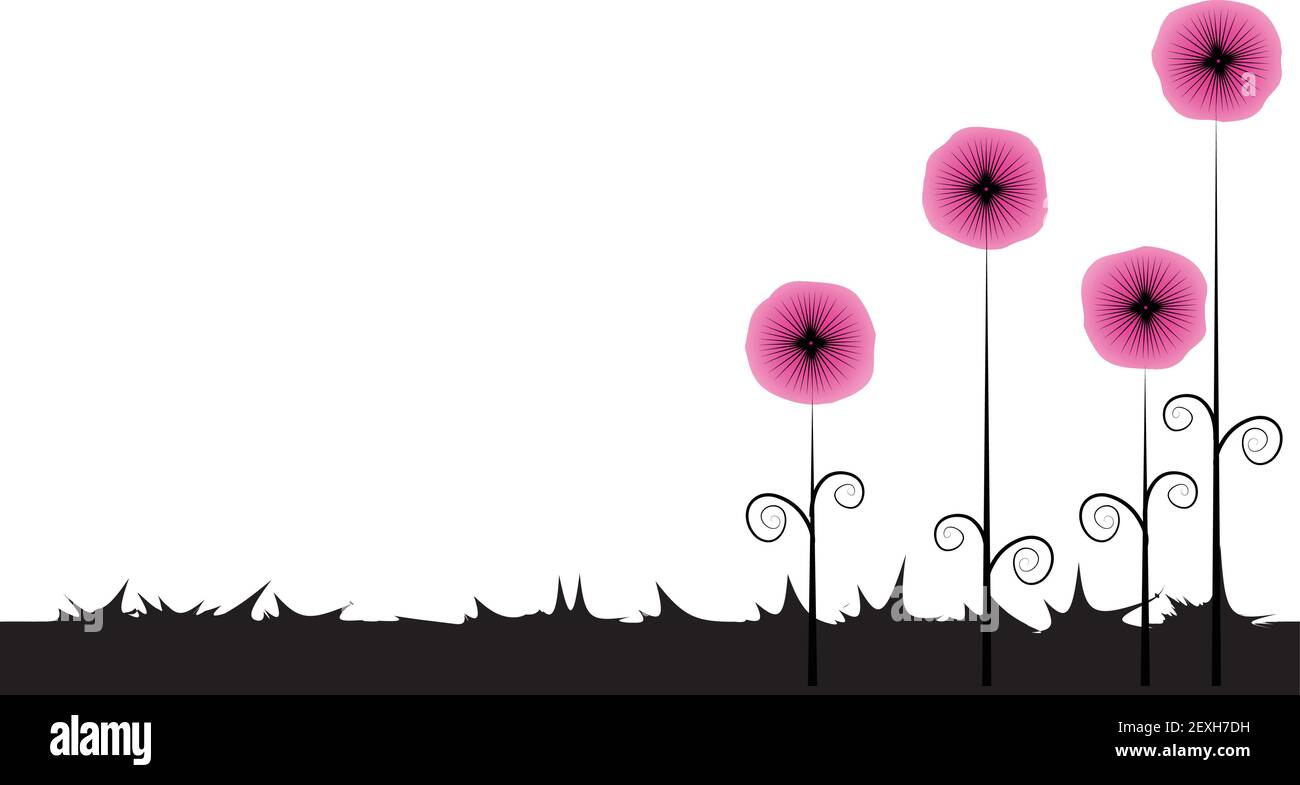 vektor Blumen schwarzes Gras Hintergrund Stock Vektor