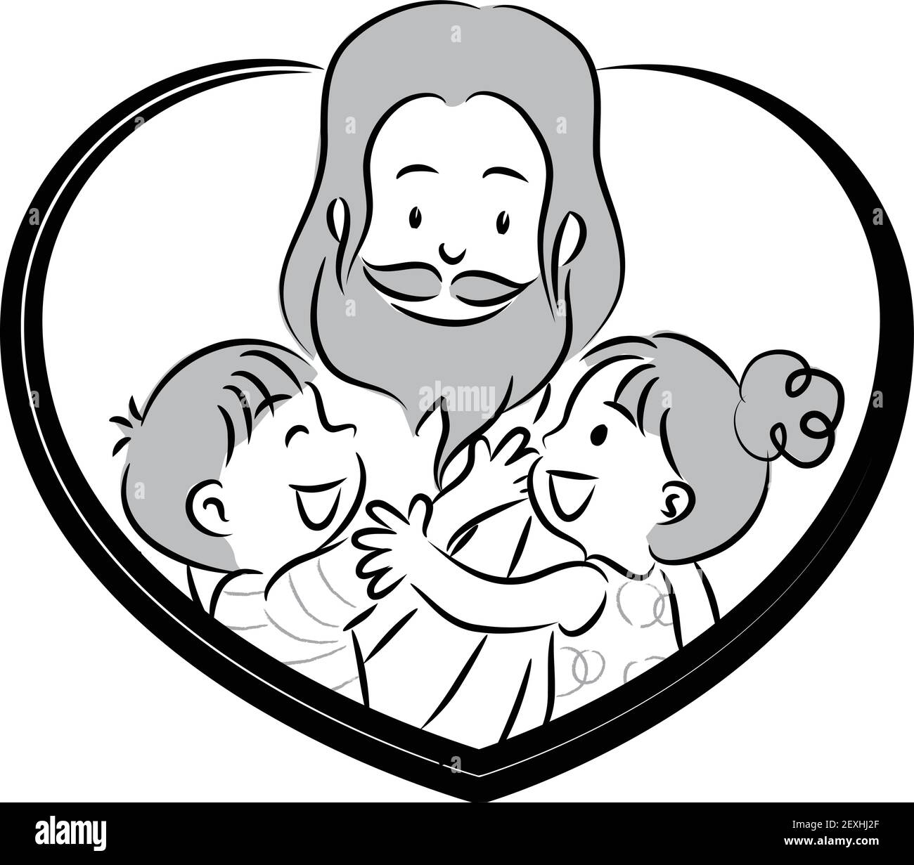 Cartoon Jesus Christus umarmen Kinder Stock-Vektorgrafik - Alamy