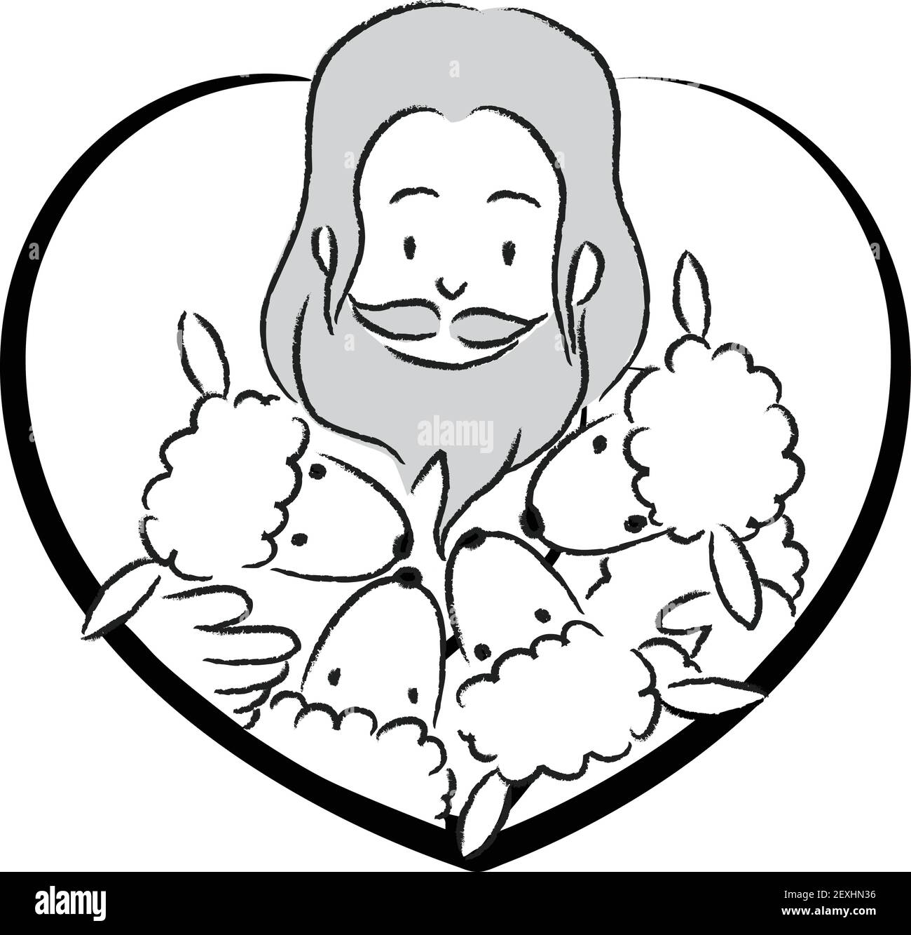 Cartoon Jesus Christus umarmen Kinder Stock Vektor