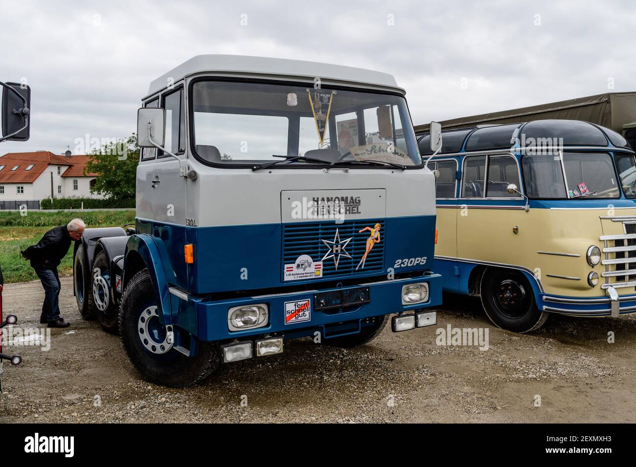 st.valentin, österreich, 01 sep 2017, hanomag henschel Truck bei einem Oldtimer Truck Meeting, Treffen für Oldtimer Lkw und Traktoren Stockfoto