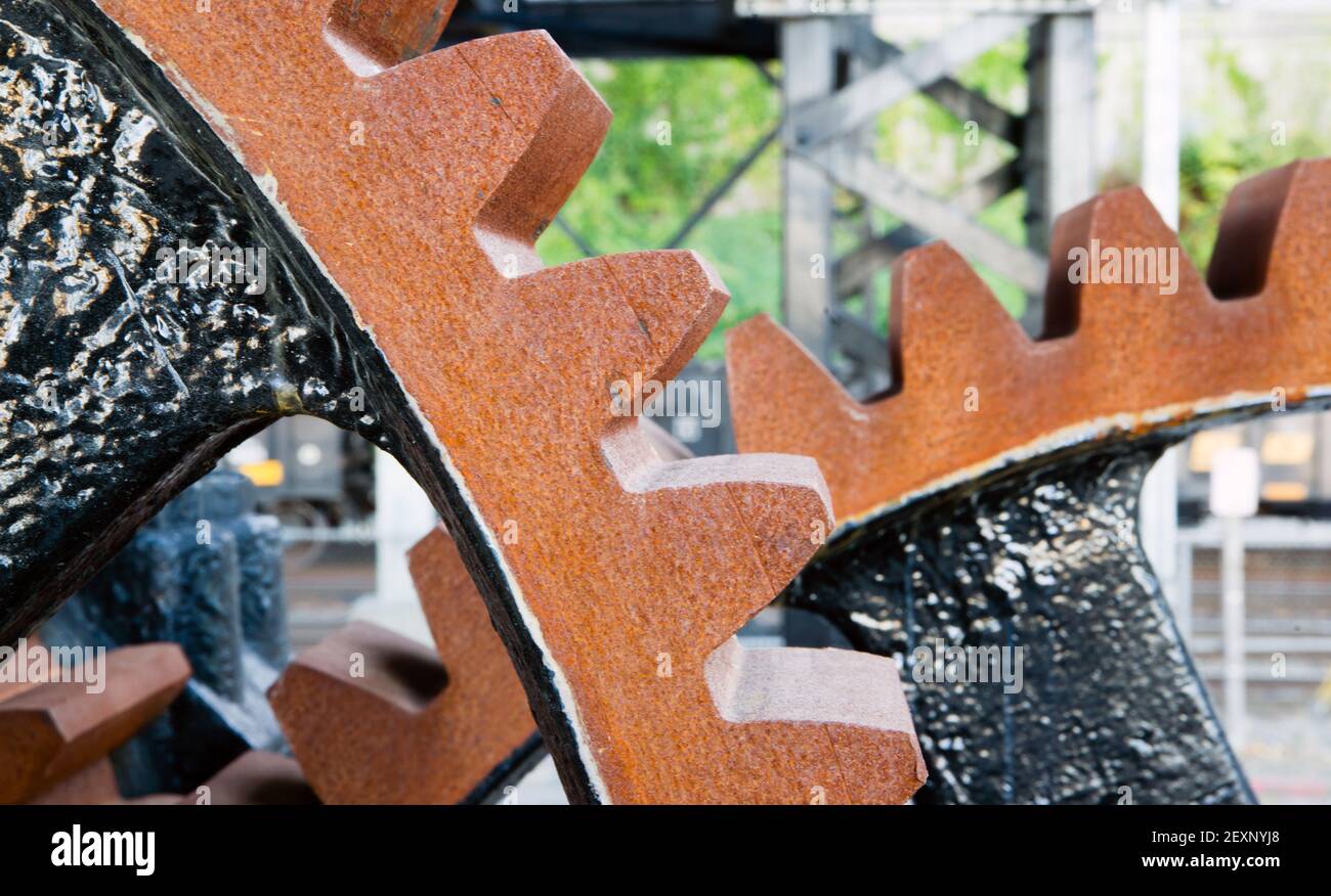Original Getriebe Mechanismus Zum Anheben Senken Murray Morgan Zugbrücke Stockfoto
