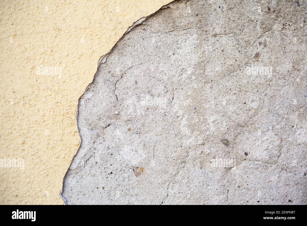 Hintergrund Textur Beton Wand farbigen Putz. Stuckwandstruktur. Dichte Maserung mit winzigen Steinen, erdigen Farben, auf einem Wandhintergrund. Stockfoto