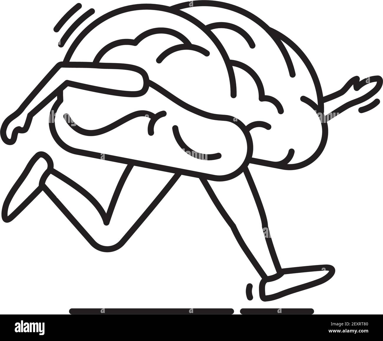 Laufen Gehirn Cartoon Linie Symbol Vektor Illustration für Zug Ihre Brain Day am 13. Oktober Stock Vektor