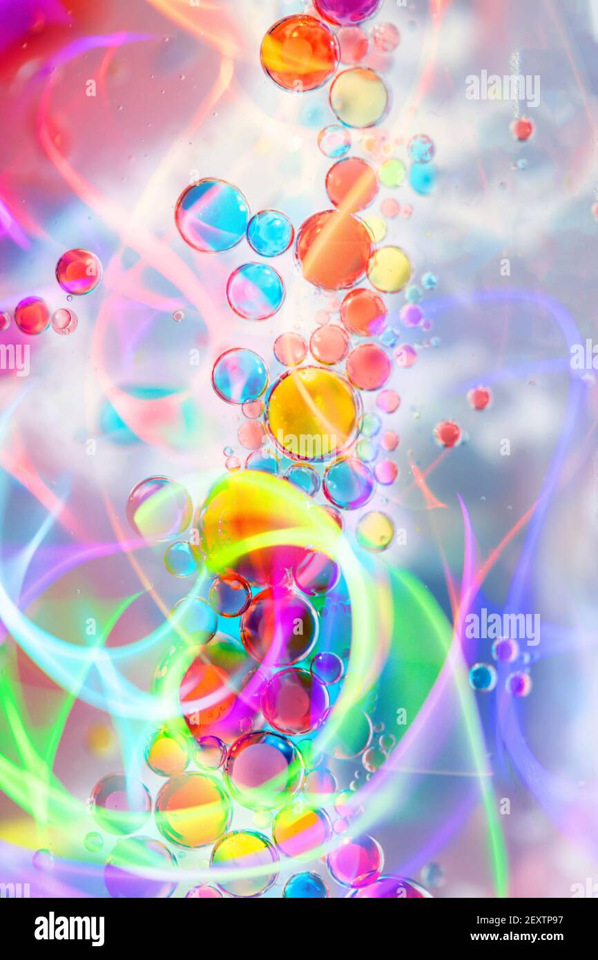 Schöne abstrakte Space Age Blasen, Kugeln und Swirls Stockfoto