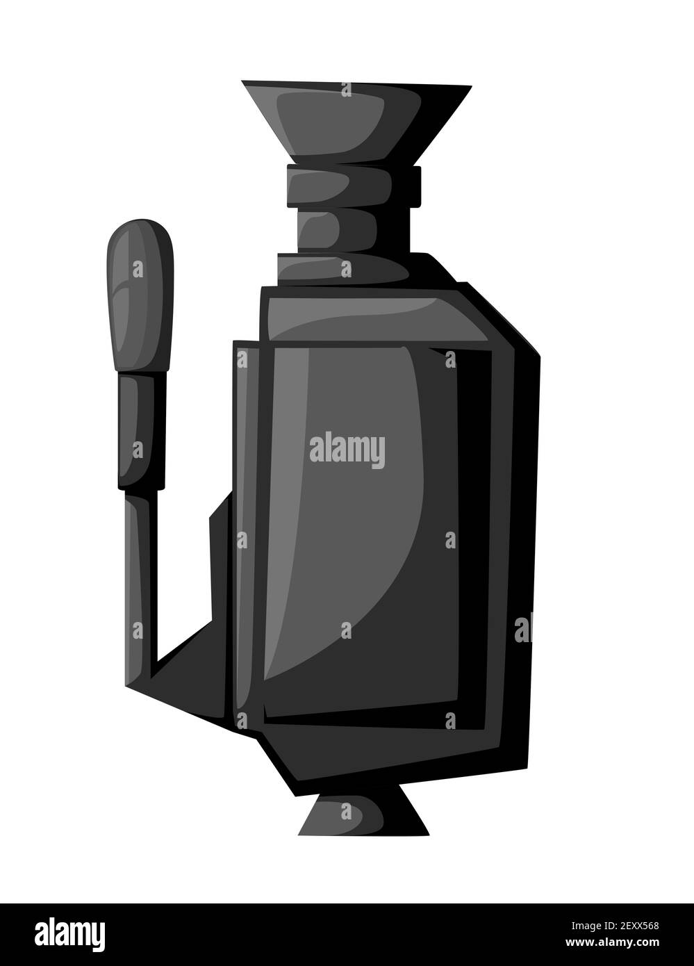 Schwarze Farb-Filmkamera mit Mikrofon-Vektor-Illustration isoliert auf Weißer Hintergrund Stock Vektor