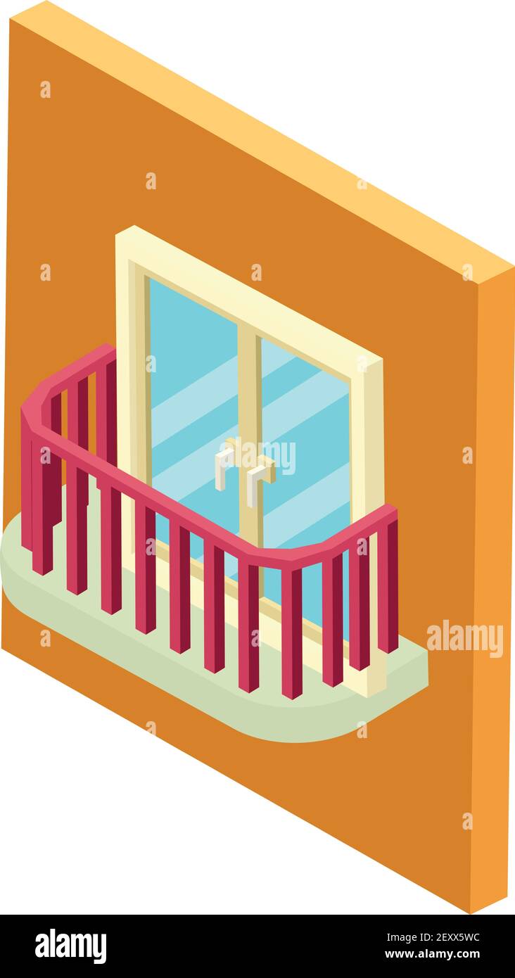 Symbol für einen kleinen Balkon. Isometrische Darstellung des kleinen Balkon-Vektor-Symbols für Web Stock Vektor