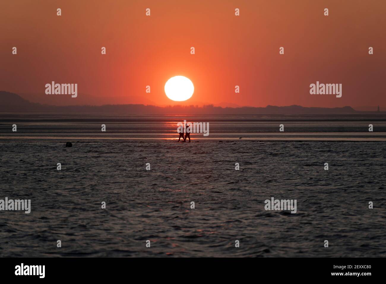 Eingesandtes Bild von Jon Super (07974 356-333) West Kirby Marine Lake Sunset, Wirral, Großbritannien 1. März 2021. (Foto von Jon Super) (Foto/Jon Super 0 Stockfoto