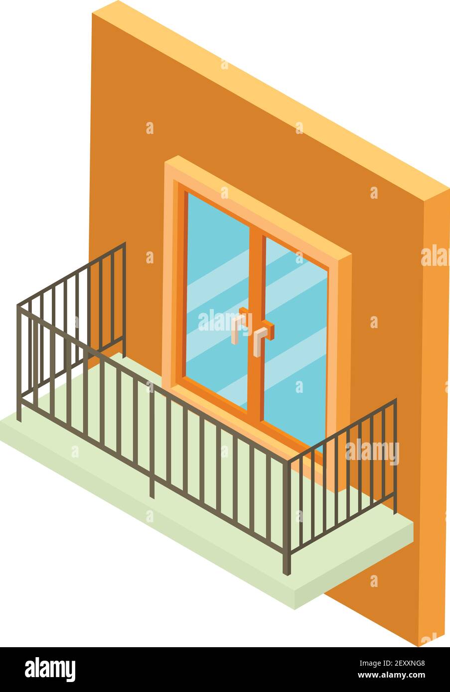 Rechteckiges Balkonsymbol. Isometrische Darstellung des rechteckigen Balkon Vektor-Symbol für Web Stock Vektor