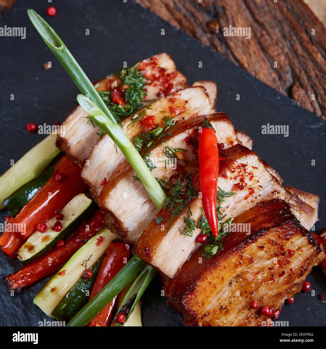 Gebratenes Schweinefleisch Stockfoto