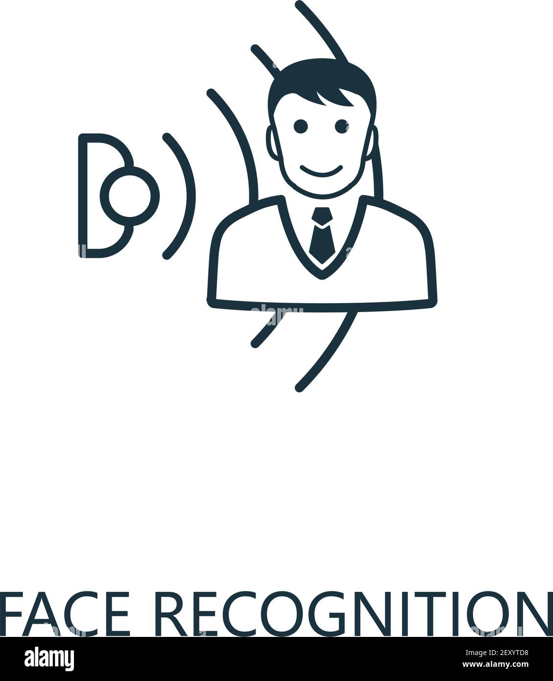 Symbol für den Umriss der Gesichtserkennung. Schlanker Stil aus der Kollektion „Smart Home Icons“. Pixel Perfect einfaches Element Gesichtserkennung Symbol für Web-Design Stock Vektor