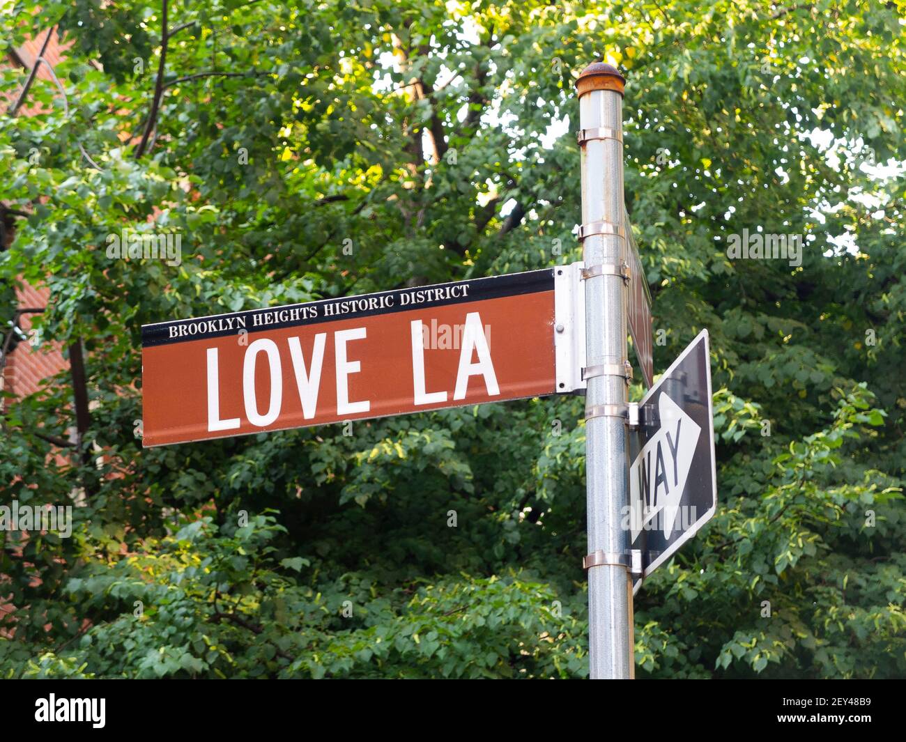 Love Lane Schild in Brooklyn Heights NYC Stockfoto