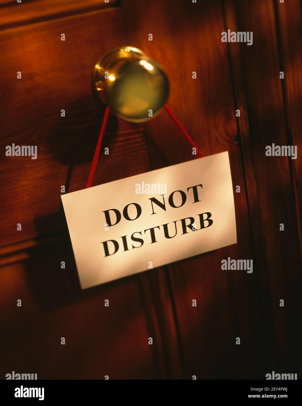 Schild „Bitte nicht stören“, das an einem Türknopf hängt Stockfoto