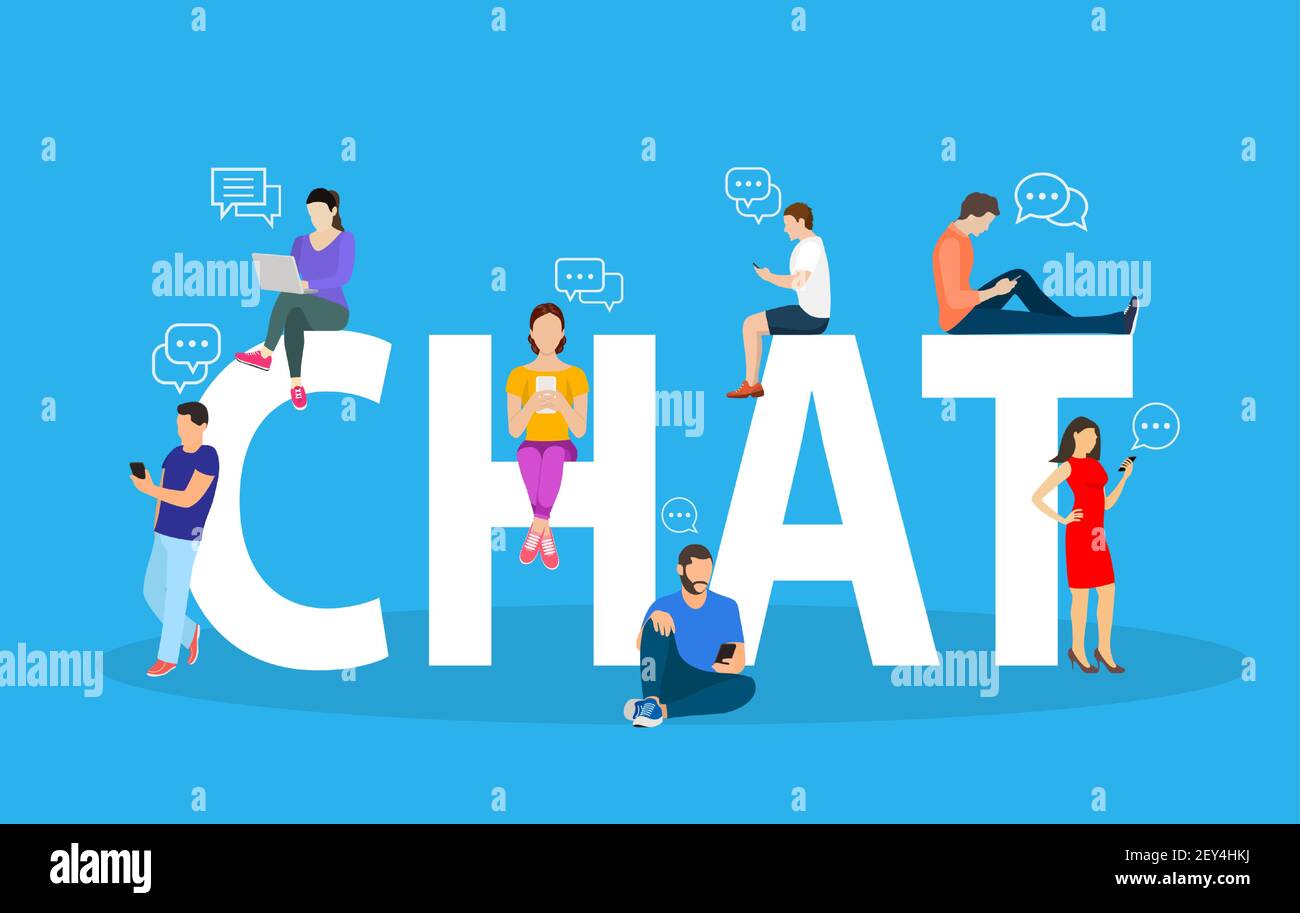 Chat-Konzept Menschen mit Handy Stock Vektor