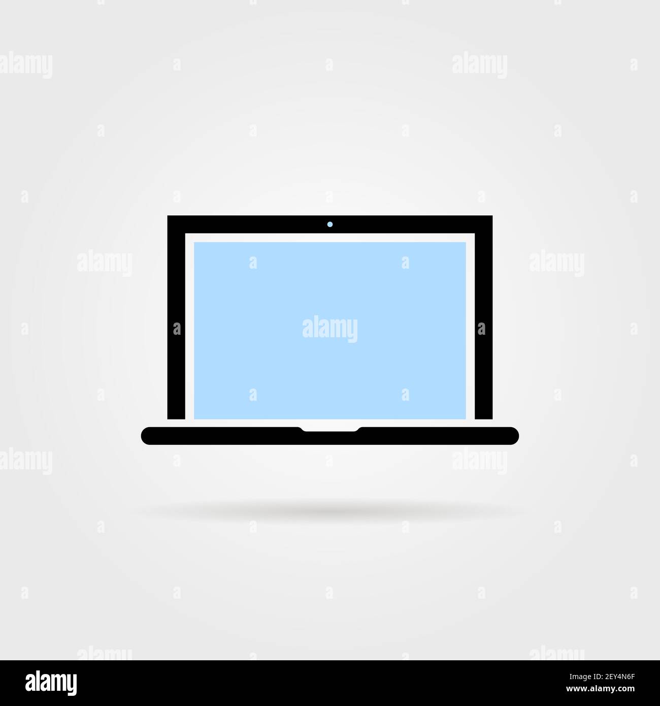 Einfaches schwarzes Laptop-Symbol mit Schatten Stock Vektor