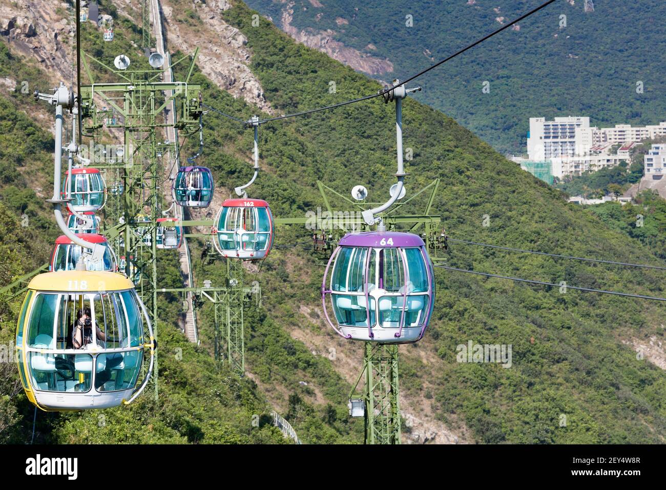 Hong Kong Insel, China, Asien - Seilbahn auf Ocean Park Vergnügungspark in Hong Kong Insel. Stockfoto