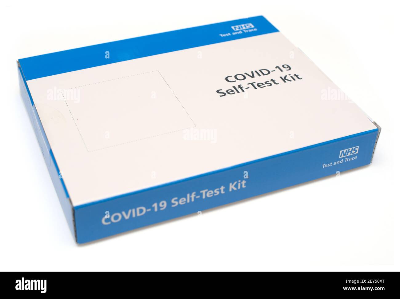 Covid-19 Selbsttest-Kit-Box Stockfoto