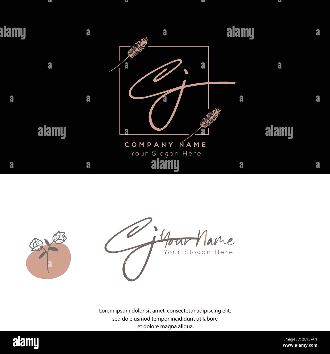 C J CJ Anfangsbuchstabe Handschrift und Unterschriftenlogo. Beauty Vektor anfängliches Logo .Mode, Boutique, Blumen und botanische Stock Vektor