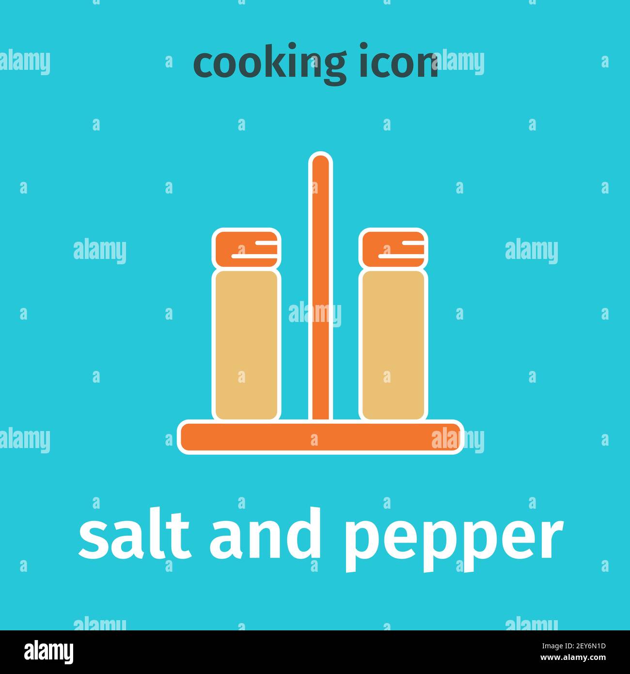 Symbol mit Salz und Pfeffer. Vektor. Einfache Zeichnung zum Kochen. Flache Abbildung. Stock Vektor