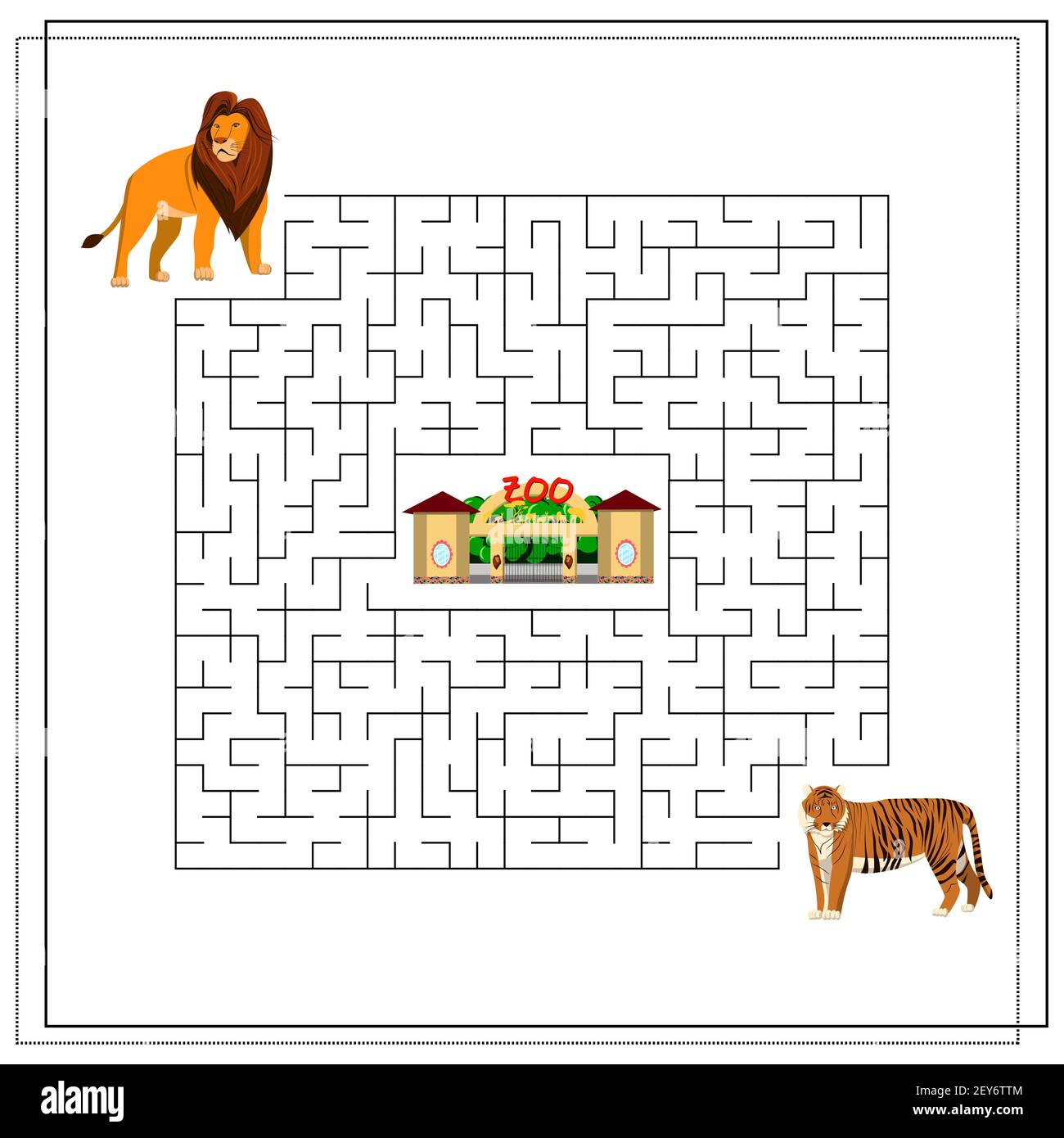 Ein Labyrinth Puzzle-Spiel für Kinder. Hilf mir, durch das Labyrinth zu  kommen. Löwe, Tiger, Zoo. Vektorgrafik isoliert auf weißem Hintergrund  Stock-Vektorgrafik - Alamy