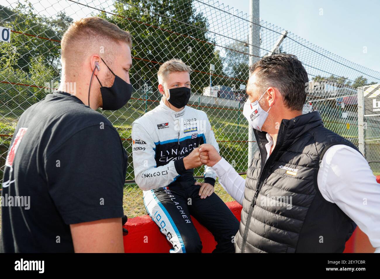 Ehrlacher Yann (Fra), Cyan Performance Lynk and Co, Lynk and Co 03 TCR, Portrait, François Ribeiro, Head of Eurosport Events, WTCR Promoter, , Startaufstellung, Grille de DEPART,, Ambiente während des FIA WTCR Race 2020 von Belgien, 1st Runde des FIA World Touring Car Cup 2020, auf dem Circuit Zolder, vom 11. Bis 13. September 2020 in Zolder, Belgien - Foto Frédéric Le Floc'h / DPPI Stockfoto