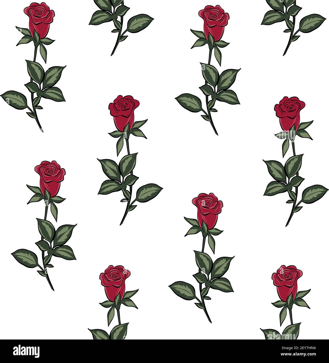 Nahtloses Muster mit roten Rosen. Wiederholendes solides Muster mit roten Gartenblumen. Vektor. Blumenhintergrund. Stock Vektor