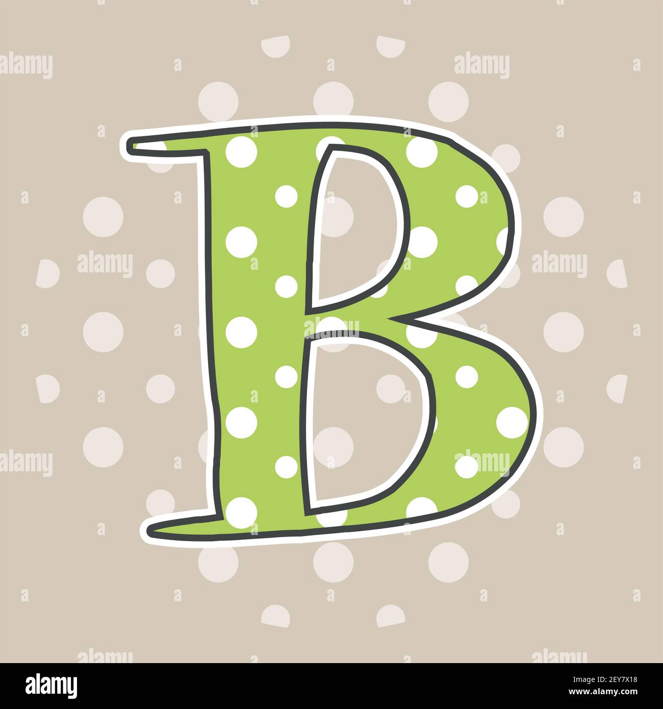 Niedlicher gepunkteter Buchstabe B isoliert auf beigem Hintergrund. Vektorgrafik. Element für Design. Kinderalphabet. Stock Vektor
