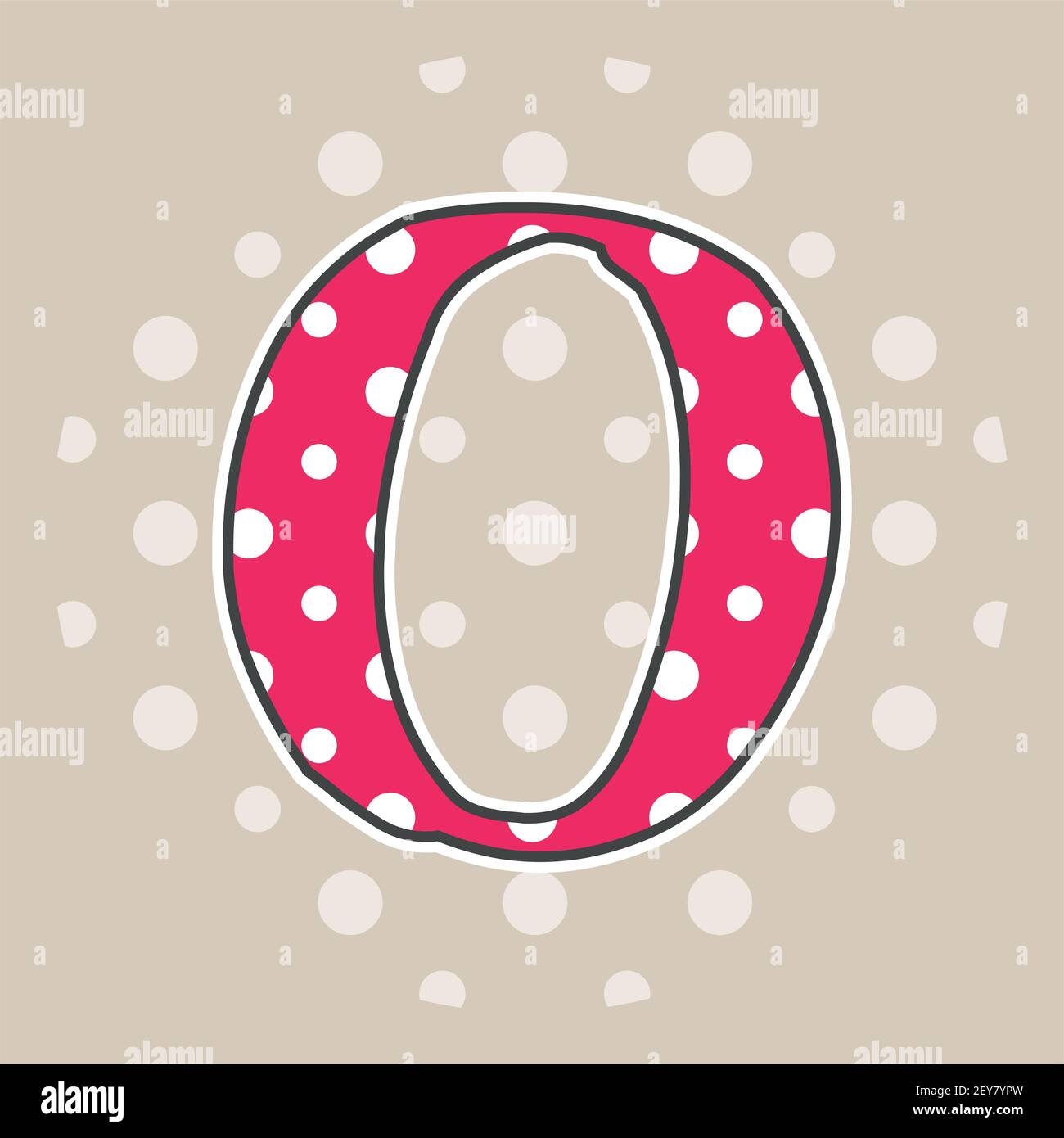 Niedlicher gepunkteter Buchstabe O isoliert auf beigem Hintergrund. Vektorgrafik. Element für Design. Kinderalphabet. Stock Vektor