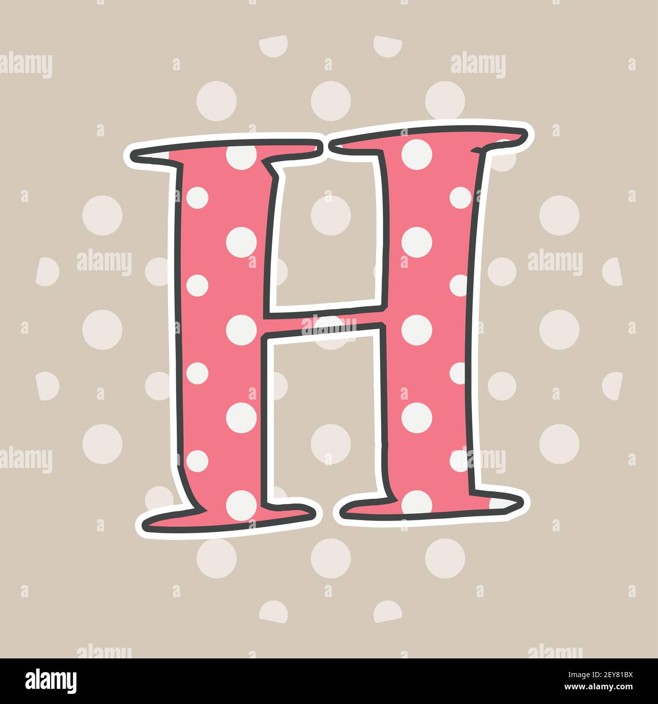 Niedlicher gepunkteter Buchstabe H isoliert auf beigem Hintergrund. Vektorgrafik. Element für Design. Kinderalphabet. Stock Vektor