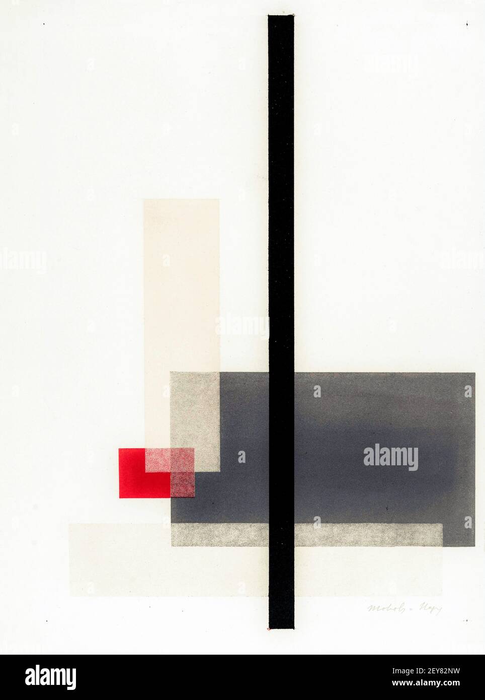Moholy-Nagy. "Komposition" des ungarischen Künstlers und Fotografen László Moholy-Nagy (geb. László Weisz, 1895-1946), Farblithographie, 1923 Stockfoto