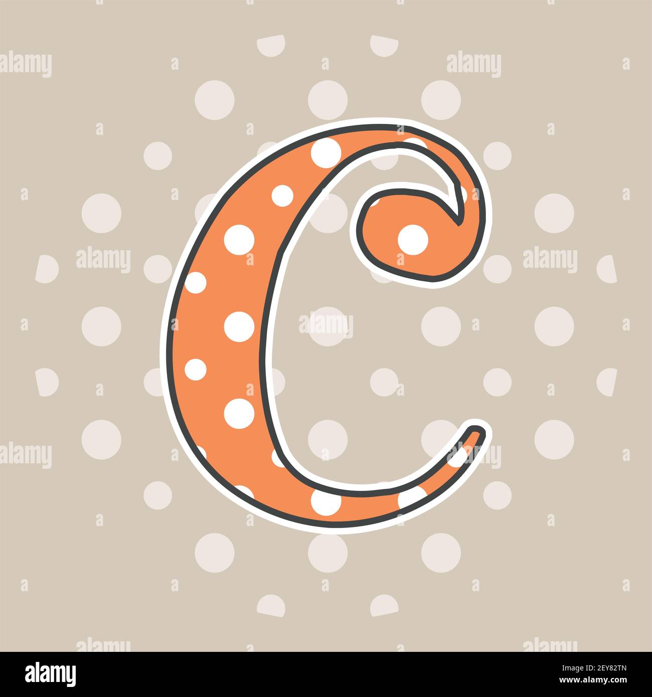 Niedlicher gepunkteter Buchstabe C isoliert auf beigem Hintergrund. Vektorgrafik. Element für Design. Kinderalphabet. Stock Vektor