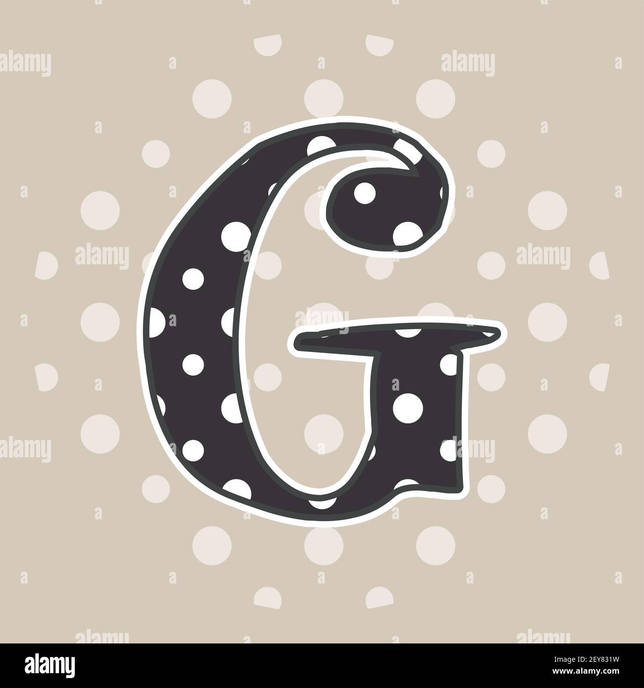 Niedlicher gepunkteter Buchstabe G isoliert auf beigem Hintergrund. Vektorgrafik. Element für Design. Kinderalphabet. Stock Vektor