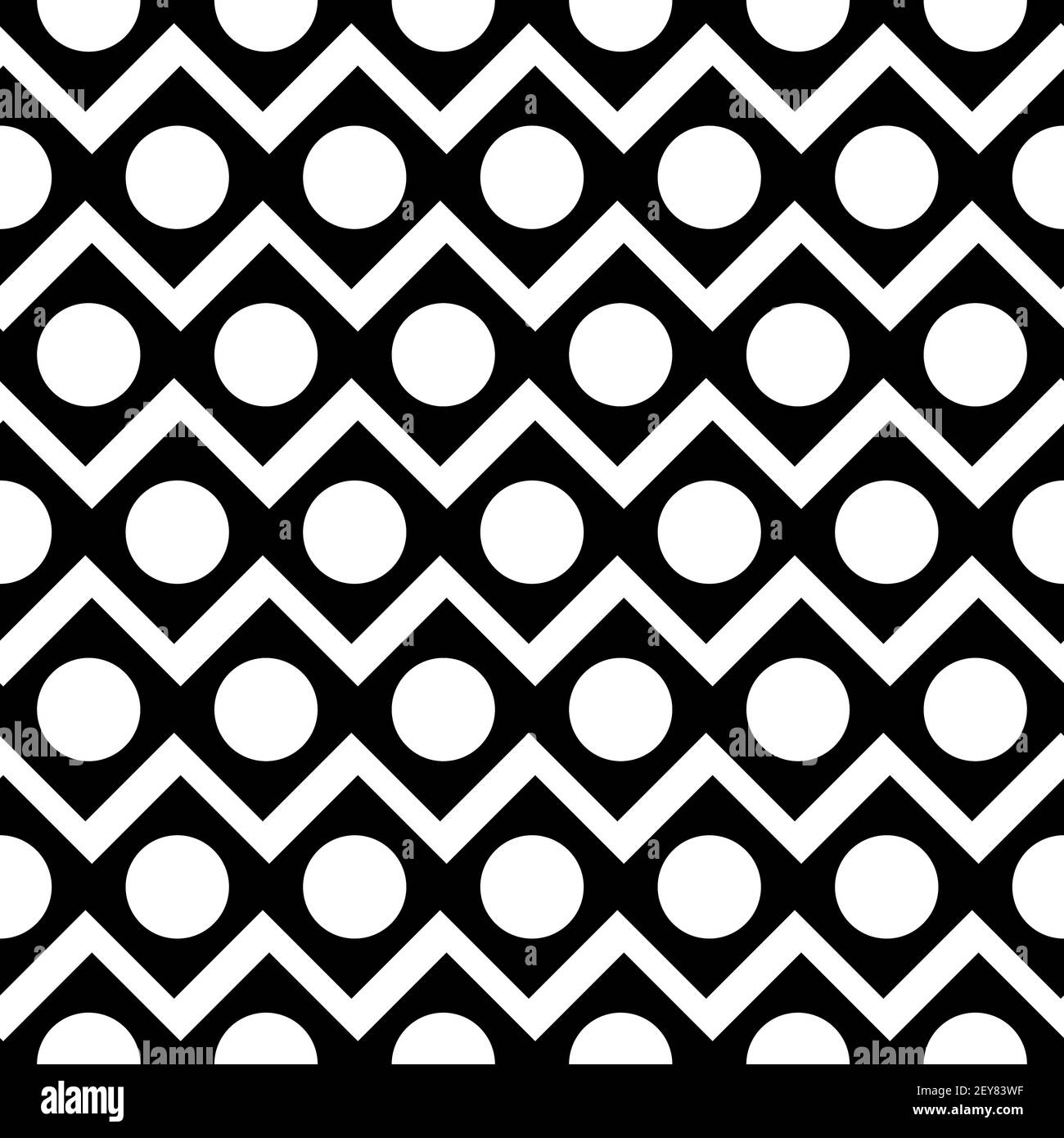 Abstrakt Vektor geometrische nahtlose schwarze Muster mit Kreisen und Rauten Stock Vektor