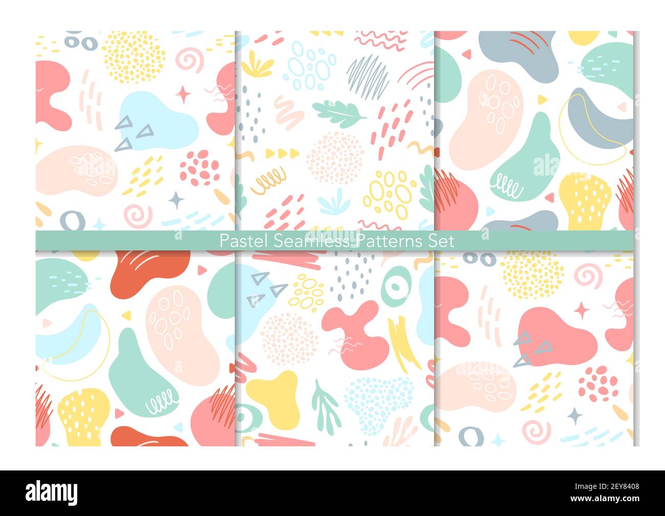 Abstrakte geometrische nahtlose Muster Hintergrund gesetzt, moderne moderne trendige Formen Stock Vektor