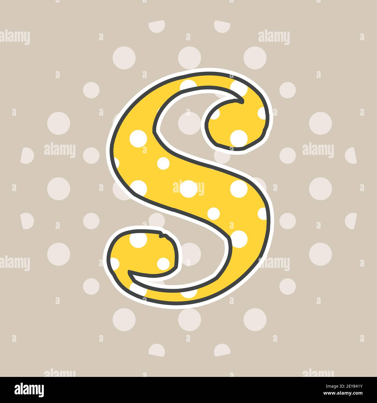 Niedlichen gepunkteten Buchstaben S isoliert auf beigem Hintergrund. Vektorgrafik. Element für Design. Kinderalphabet. Stock Vektor