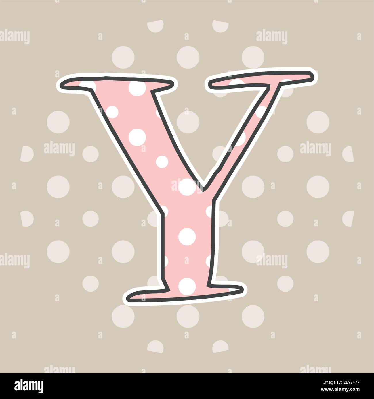 Niedlicher gepunkteter Buchstabe Y isoliert auf beigem Hintergrund. Vektorgrafik. Element für Design. Kinderalphabet. Stock Vektor