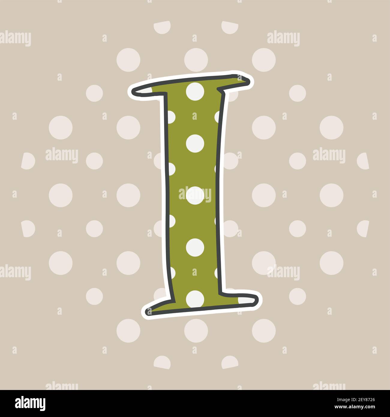 Niedlichen gepunkteten Buchstaben Ich isoliert auf beigem Hintergrund. Vektorgrafik. Element für Design. Kinderalphabet. Stock Vektor