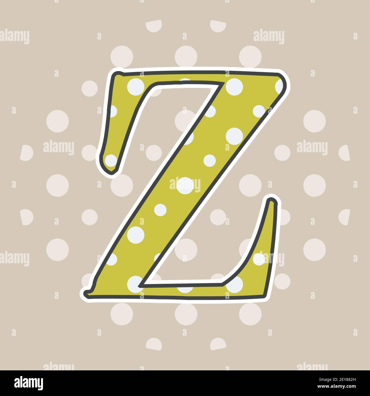 Niedlicher gepunkteter Buchstabe Z isoliert auf beigem Hintergrund. Vektorgrafik. Element für Design. Kinderalphabet. Stock Vektor