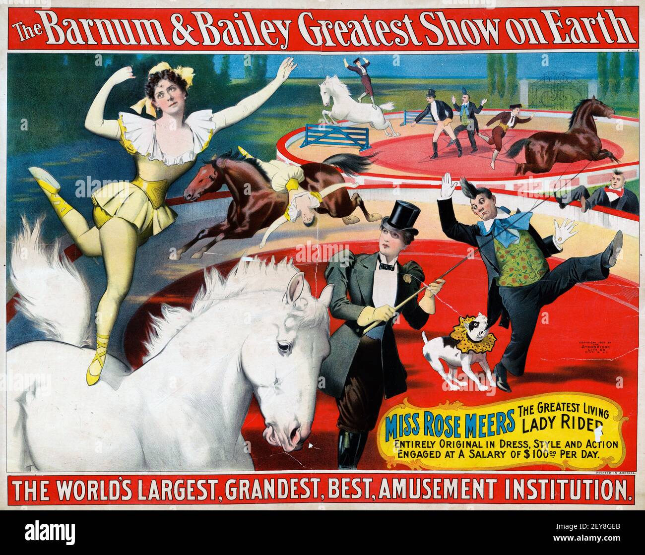 The Barnum & Bailey Greatest Show on Earth. Klassisches Zirkusposter, alter und Vintage-Stil. Antike Werbetafel. Stockfoto