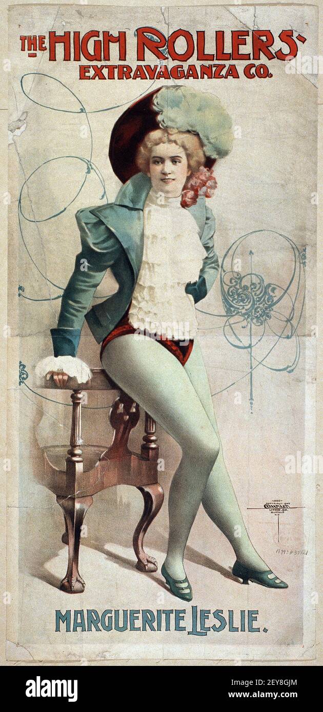 Die High Rollers Extravaganza Co. Burlesque. Poster/Werbung. 1800s. Stockfoto